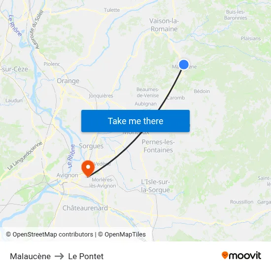 Malaucène to Le Pontet map