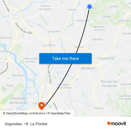 Gigondas to Le Pontet map