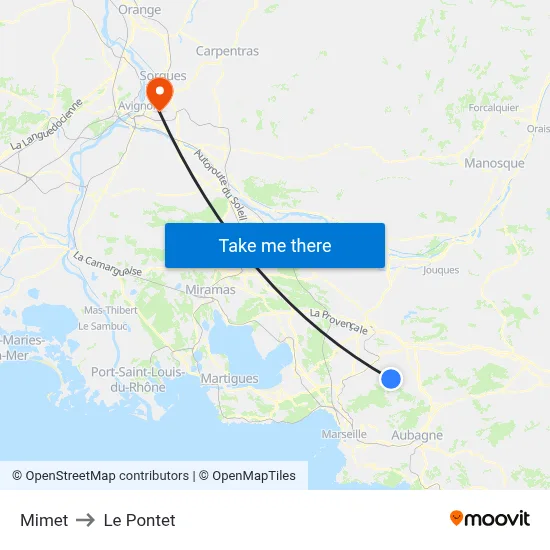 Mimet to Le Pontet map
