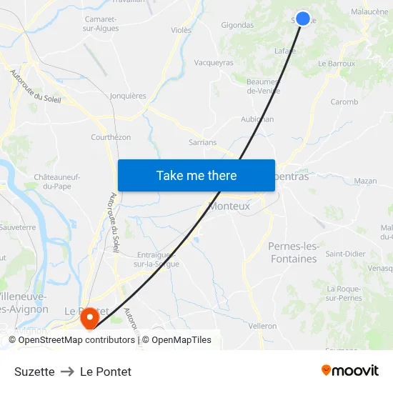 Suzette to Le Pontet map