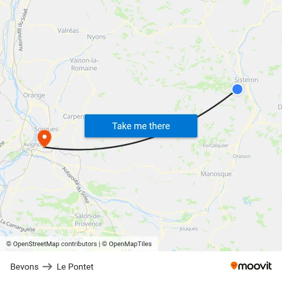Bevons to Le Pontet map