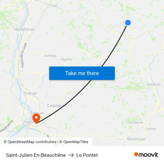 Saint-Julien-En-Beauchêne to Le Pontet map