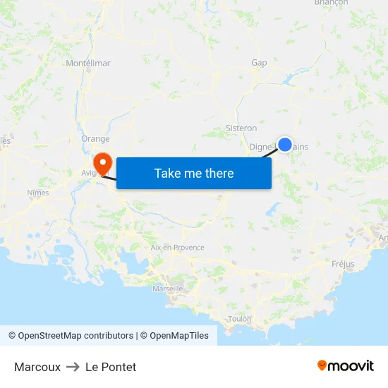 Marcoux to Le Pontet map