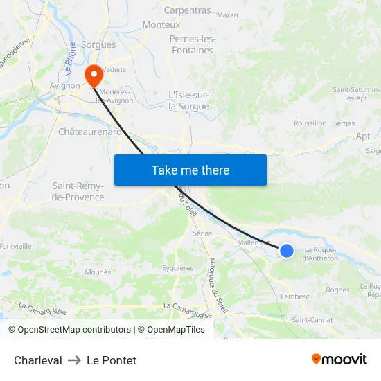 Charleval to Le Pontet map