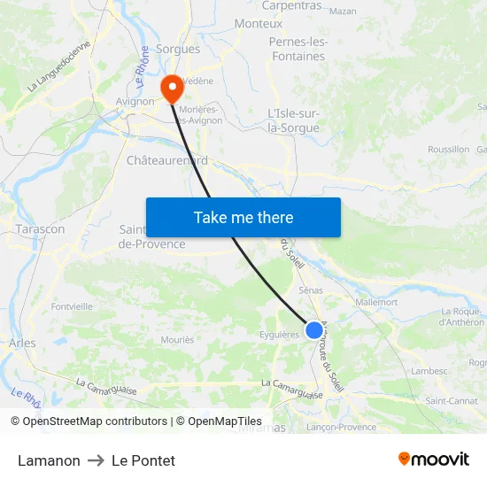 Lamanon to Le Pontet map