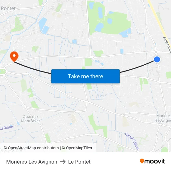 Morières-Lès-Avignon to Le Pontet map