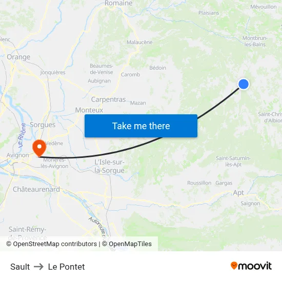 Sault to Le Pontet map