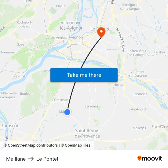 Maillane to Le Pontet map