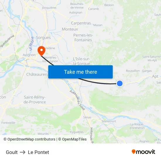 Goult to Le Pontet map