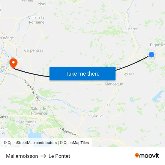 Mallemoisson to Le Pontet map