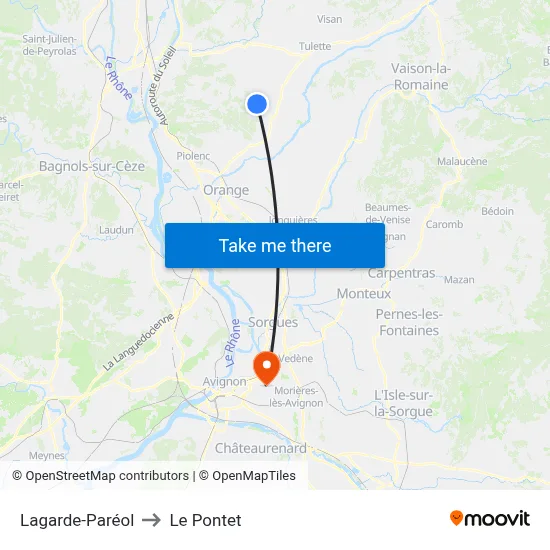 Lagarde-Paréol to Le Pontet map