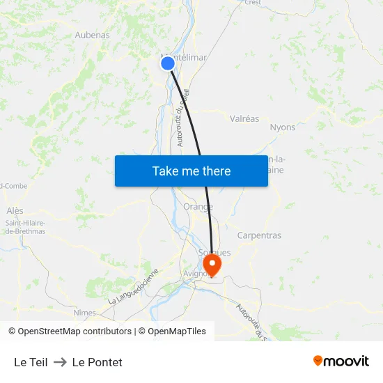 Le Teil to Le Pontet map