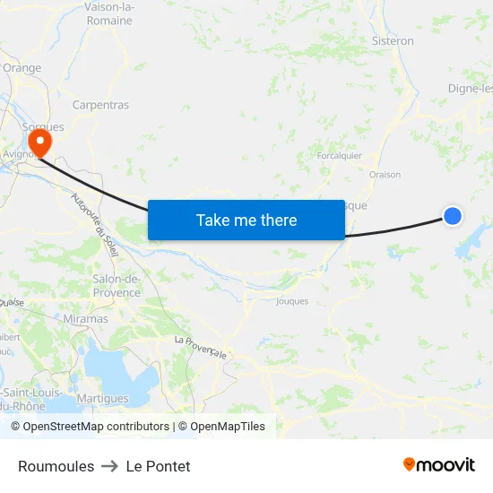 Roumoules to Le Pontet map