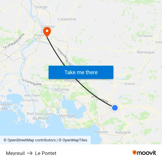 Meyreuil to Le Pontet map
