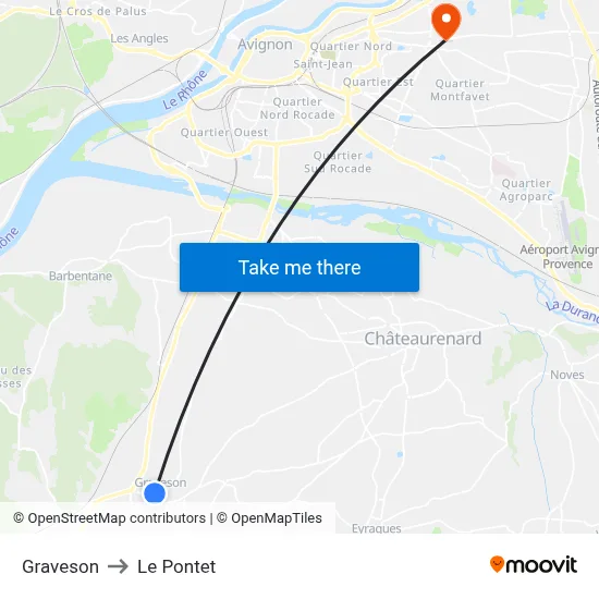 Graveson to Le Pontet map