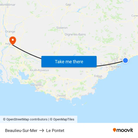 Beaulieu-Sur-Mer to Le Pontet map