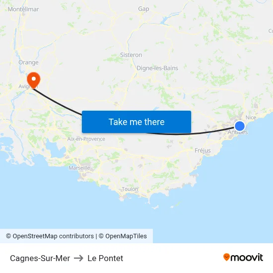 Cagnes-Sur-Mer to Le Pontet map