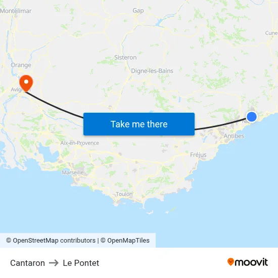 Cantaron to Le Pontet map