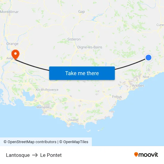 Lantosque to Le Pontet map