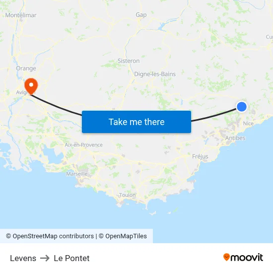 Levens to Le Pontet map