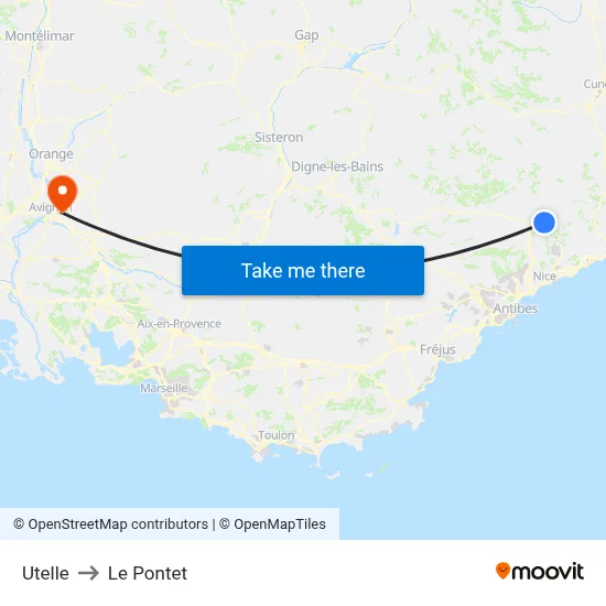 Utelle to Le Pontet map