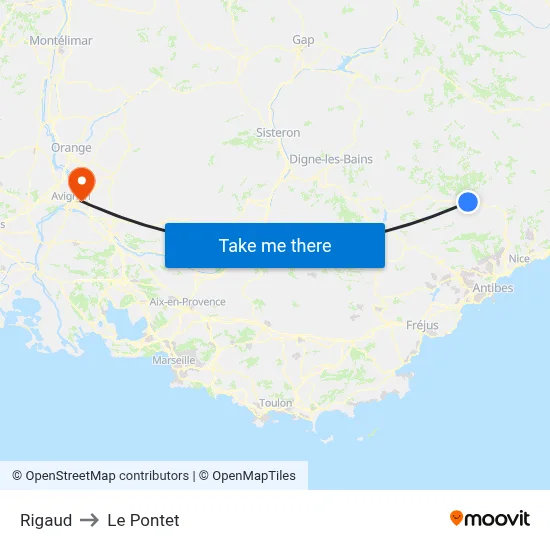 Rigaud to Le Pontet map