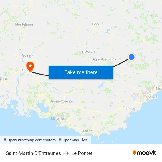Saint-Martin-D'Entraunes to Le Pontet map