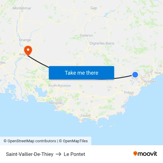 Saint-Vallier-De-Thiey to Le Pontet map