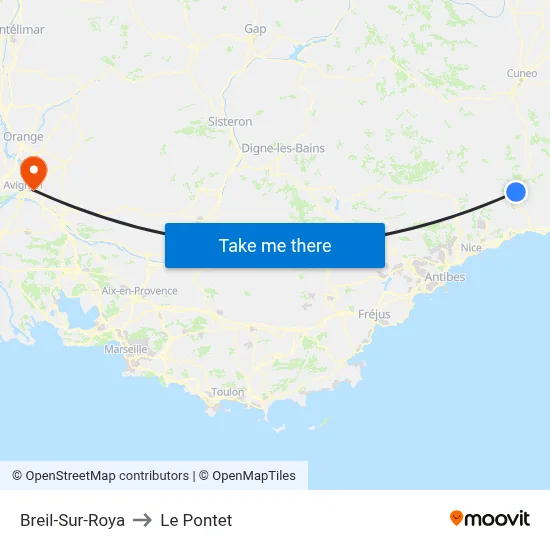 Breil-Sur-Roya to Le Pontet map