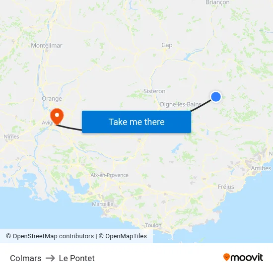 Colmars to Le Pontet map
