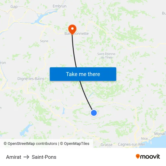 Amirat to Saint-Pons map