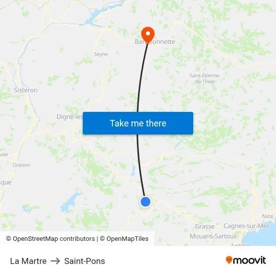 La Martre to Saint-Pons map