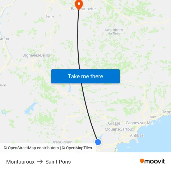 Montauroux to Saint-Pons map