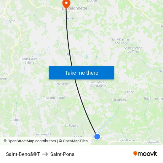 Saint-Benoã®T to Saint-Pons map