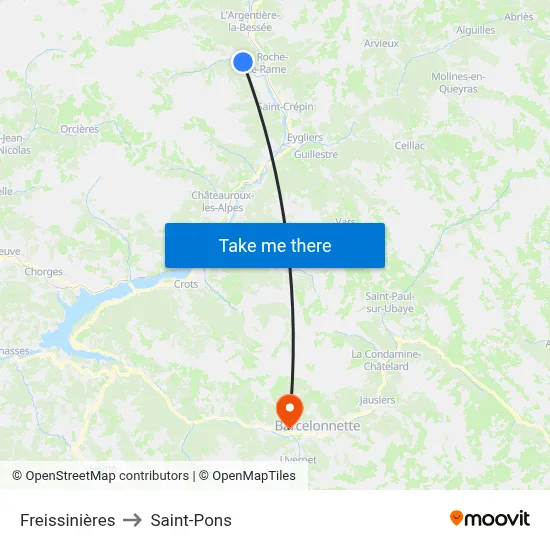 Freissinières to Saint-Pons map
