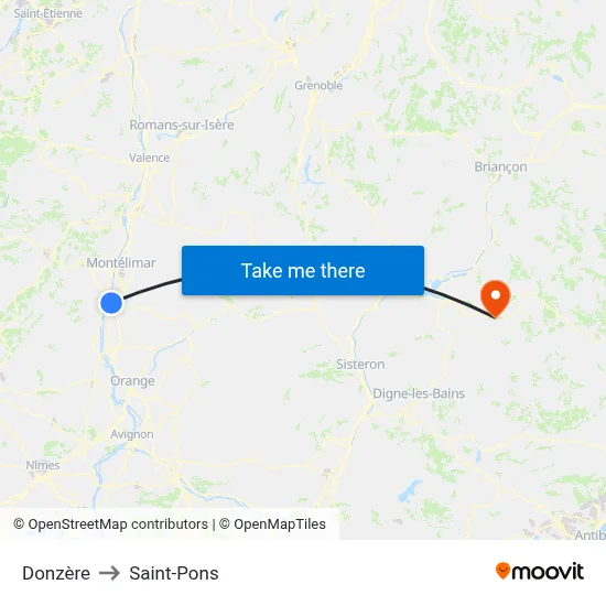 Donzère to Saint-Pons map
