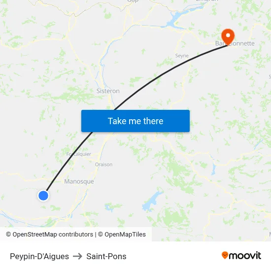 Peypin-D'Aigues to Saint-Pons map