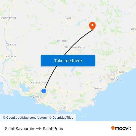Saint-Savournin to Saint-Pons map