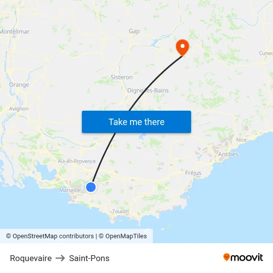 Roquevaire to Saint-Pons map