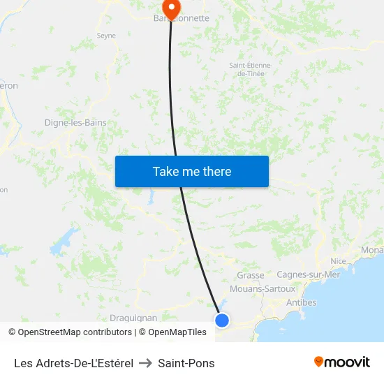 Les Adrets-De-L'Estérel to Saint-Pons map