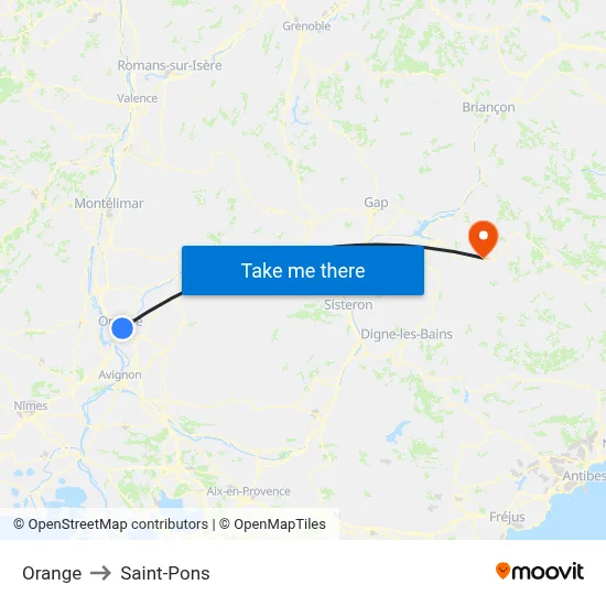Orange to Saint-Pons map
