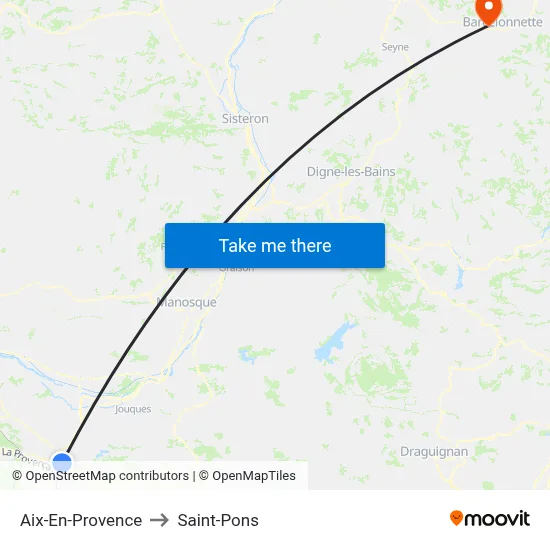 Aix-En-Provence to Saint-Pons map