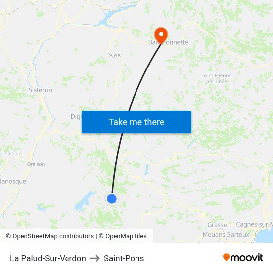 La Palud-Sur-Verdon to Saint-Pons map