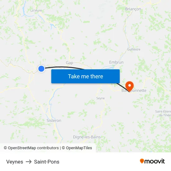 Veynes to Saint-Pons map