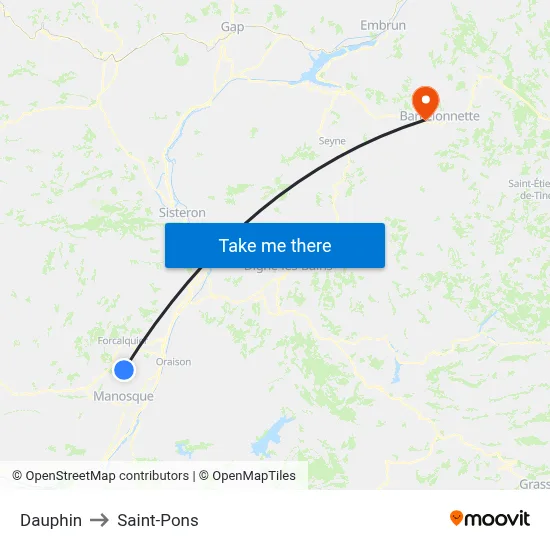 Dauphin to Saint-Pons map