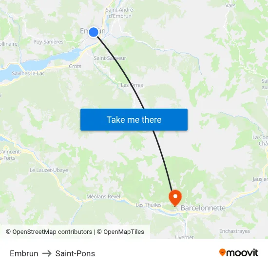 Embrun to Saint-Pons map
