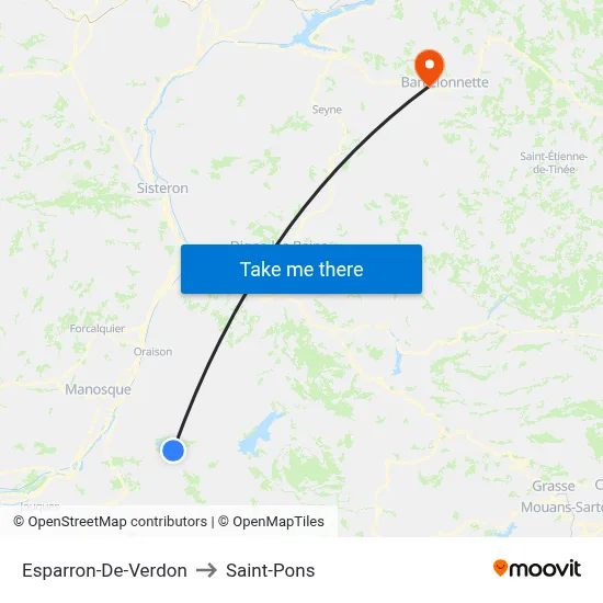Esparron-De-Verdon to Saint-Pons map