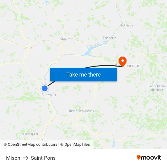 Mison to Saint-Pons map