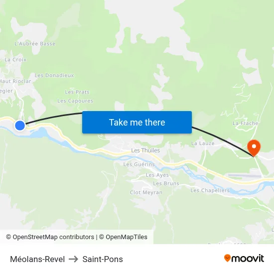 Méolans-Revel to Saint-Pons map