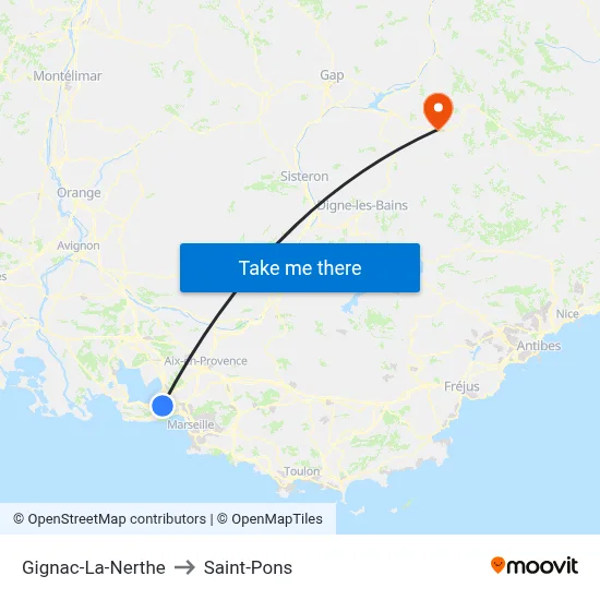 Gignac-La-Nerthe to Saint-Pons map